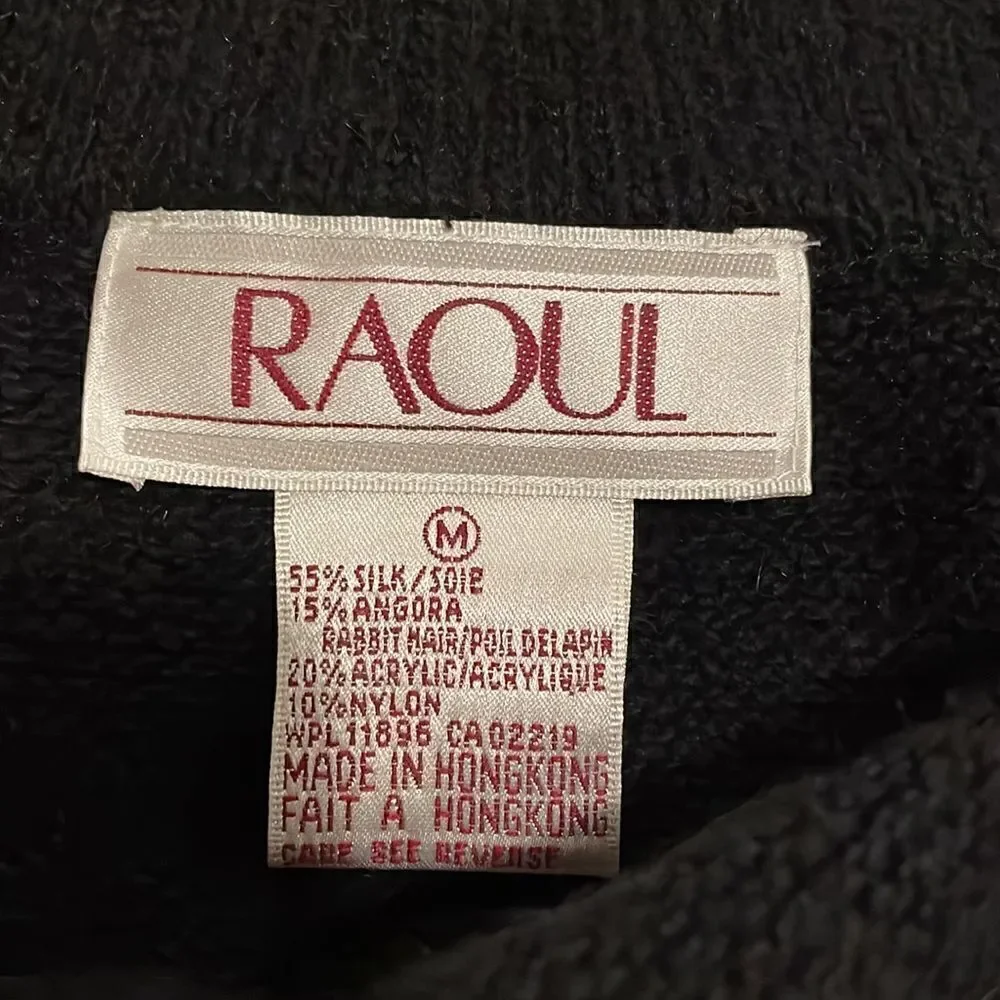 Vintage Raoul Womens Silk/Angora Black Midi Skirt Size M